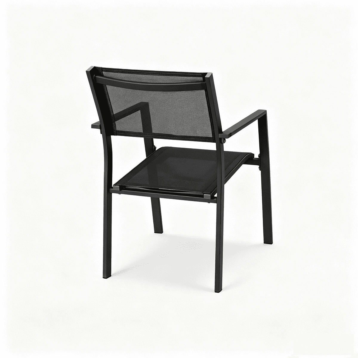 2-Piece Patio Stackable Dining Chairs with Textilene, Black