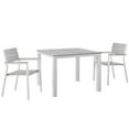 thumbnail image 2 of Modway Maine 3 Piece Outdoor Patio Dining Set in White Light Gray, 2 of 7