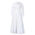 thumbnail image 3 of Women'S Plus Size Long Sleeve Maxi Shirt Dress Elegant Button Down Loose Swing Party Dress White L, 3 of 10