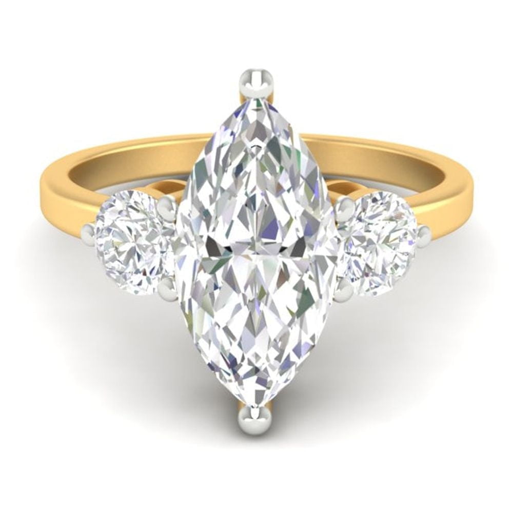 Forever Jewels 925 Sterling Silver 2Ct Marquise Cut Moissanite Diamond Jewelry Women Engagement Ring 14K Yellow Gold Plated