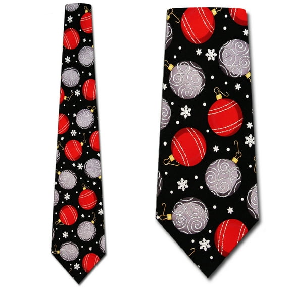 Ornaments on Black Necktie Mens Tie by Tieguys