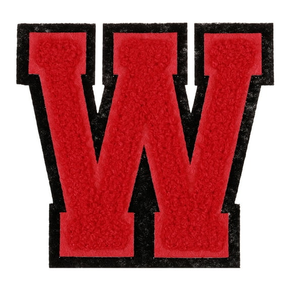 Chenille Letter Patches, 4" Alphabet W Iron on Patches for Repairing Clothing Jeans Shoes Hats DIY (Red)