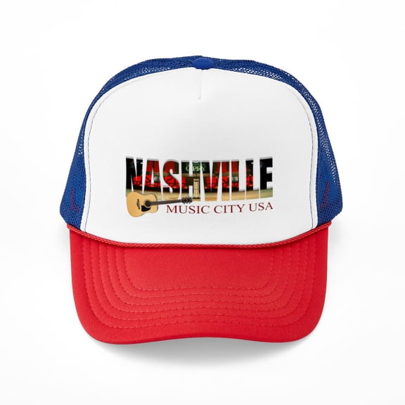 CafePress - Nashville Music City USA - Adjustable Unisex Printed Trucker Hat with Mesh Back