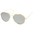 thumbnail image 3 of zeroUV Unisex Geometric Hexagonal Metal Frame Colored Mirror Flat Lens Aviator Sunglasses 60mm (Gold / Silver Mirror) - 60mm, 3 of 5
