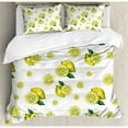 thumbnail image 3 of Modern Duvet Cover Set, Lemon with Slices and Leaves Summer Season Fresh Fruit Watercolor, Decorative 2 Piece Bedding Set with 1 Pillow Shams, Twin Size, Yellow Hunter Green, by Ambesonne, 3 of 3