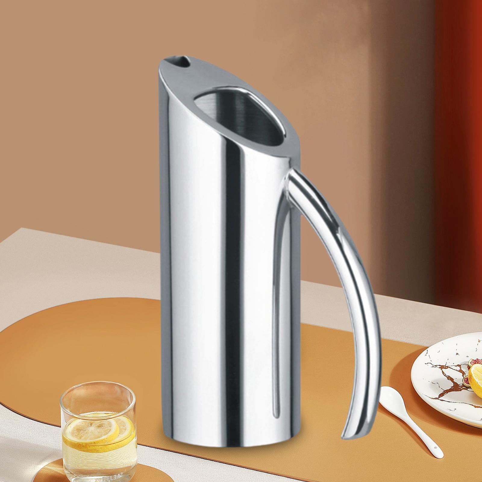 TISHITA Stainless Steel Water Pitcher Jug Beverage Dispenser Multipurpose Cold Drinking Kettle for Hotel Kitchen Bar Household Picnic 1L