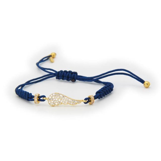 Blue Kindred Cord Angel Wing Cubic Zirconia Silver Gold Plated Bracelet