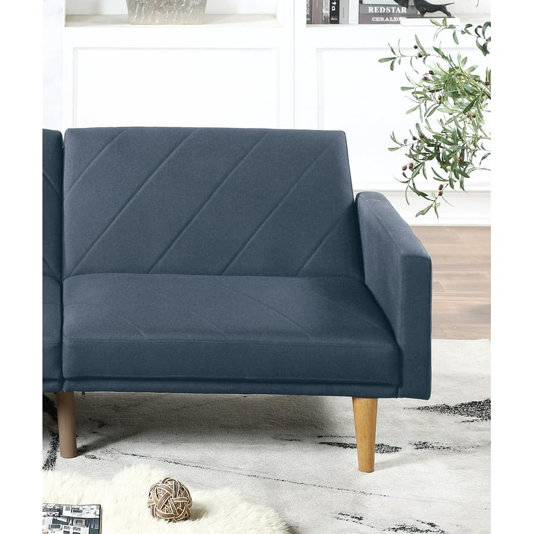 Modern Electric 1pc Convertible Sofa Couch Navy Color Linen
