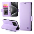 thumbnail image 2 of Compatible with iPhone 16 Pro Wallet Case, Classic PU Leather Flip Folio Case with Card Holders Kickstand [Shockproof TPU Inner Shell] Phone Cover for iPhone 16 Pro, Purple, 2 of 7