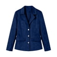 thumbnail image 6 of Zivyakyro Long Sleeve Womens Blazer Button down Fall Womens Jacket Casual Plain Loose Faux Leather Outerwear Blue M, 6 of 6