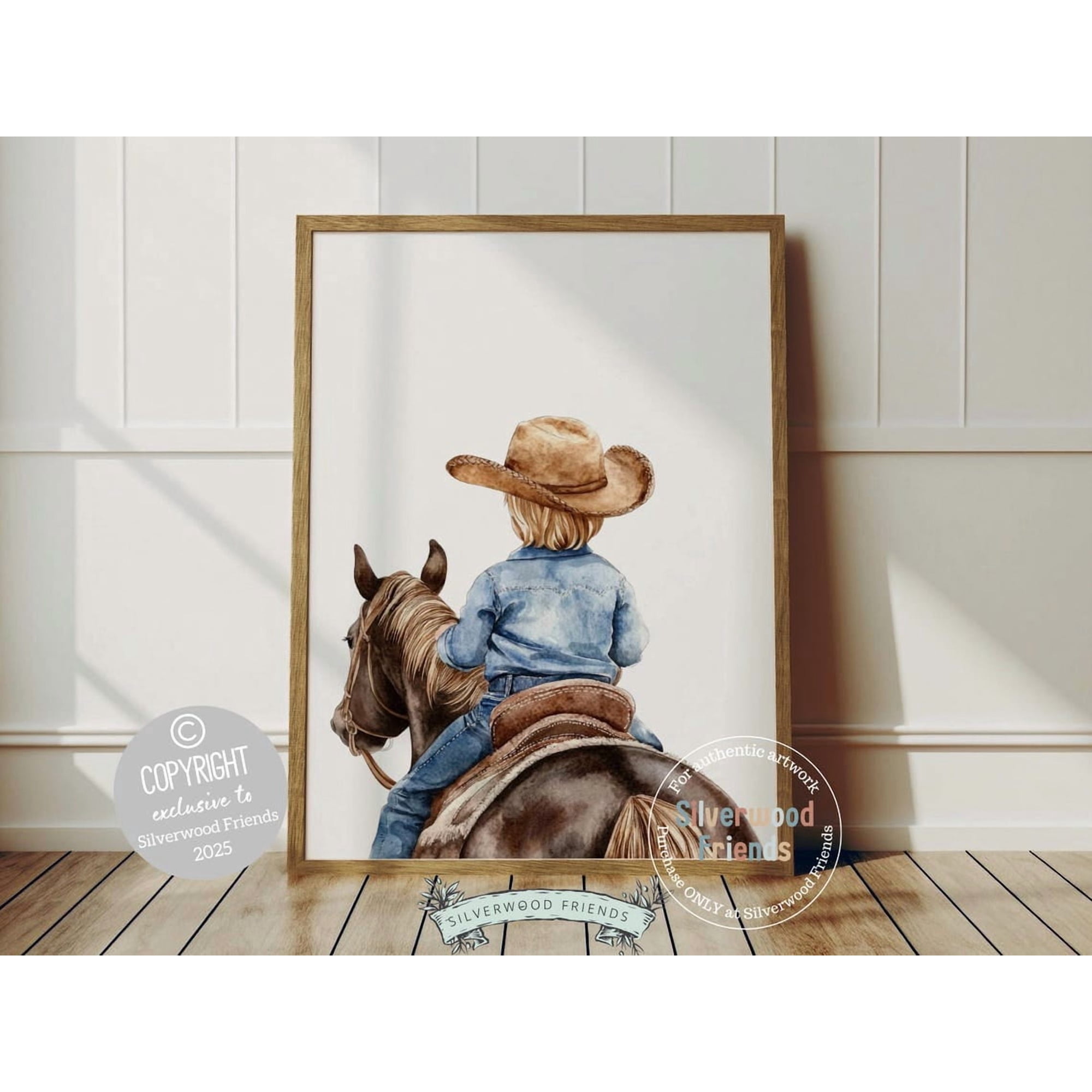 Cowboy Horse Wall Art Print Western Baby Boy Nursery Decor
