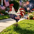 thumbnail image 2 of AYktou 4th of July Metal Rooster Garden Stakes Outdoor Decor, 8×12 Inch Red White Blue Patriotic Rooster Ground Stake Figurine, Independence Day Chicken Yard Signs Sculpture for Patio Backyard Lawn, 2 of 9