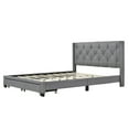 thumbnail image 6 of Wood Bed Frame with 2 Storage Drawers, Queen Size Platform Bed Frame with Button Upholstered Headboard Rivet Finish, 6 of 8