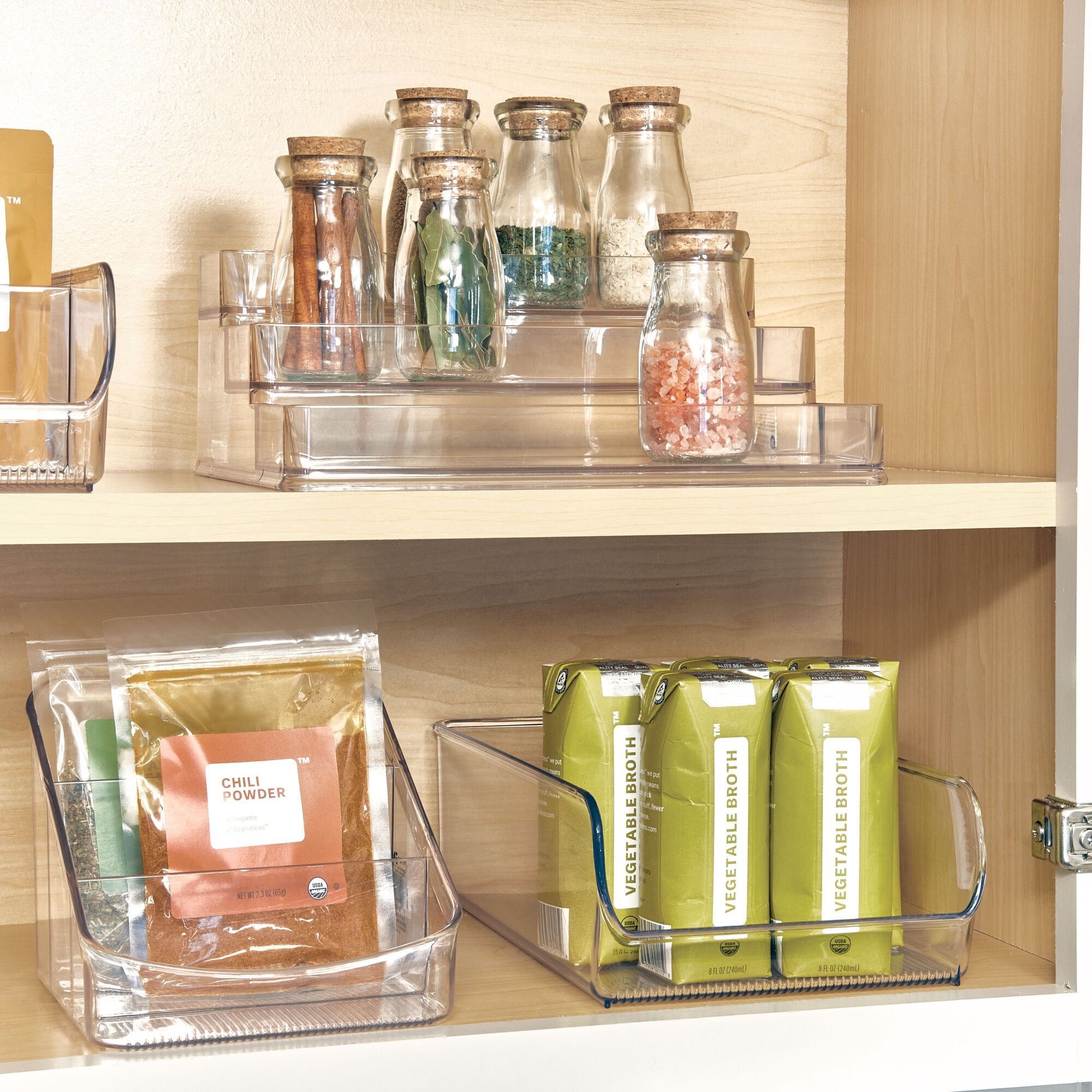 iDesign Pantry Organizer Bins for Cabinets or Fridge - Set of 4 - Clear