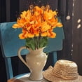 thumbnail image 3 of Spring Artificial Magnolia Silk Flower Branches, Spring Decorations for Home Realistic Faux Magnolia Blooms, Soft Silk Fabric Floral, Durable Home Tabletop Window Decor Accent, 17.3in, Orange, 3 of 7