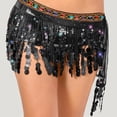 thumbnail image 4 of Felirenzacia Women's Triangular Belly Dancing Hip Scarf Wrap Skirt with Gold Coins, Black,Free Size, 4 of 6