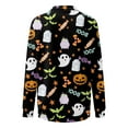 thumbnail image 5 of Femmes Causal Zip Pull Col Manches Longues Sweatshirts Halloween Print Activewear Veste de Course Vin XL, 5 of 5