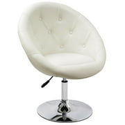 Duhome Vanity Make-up Accent Chair Luxury PU Leather Contemporary Round Swivel Tufted Adjustable Lounge Chair White 1 Pcs