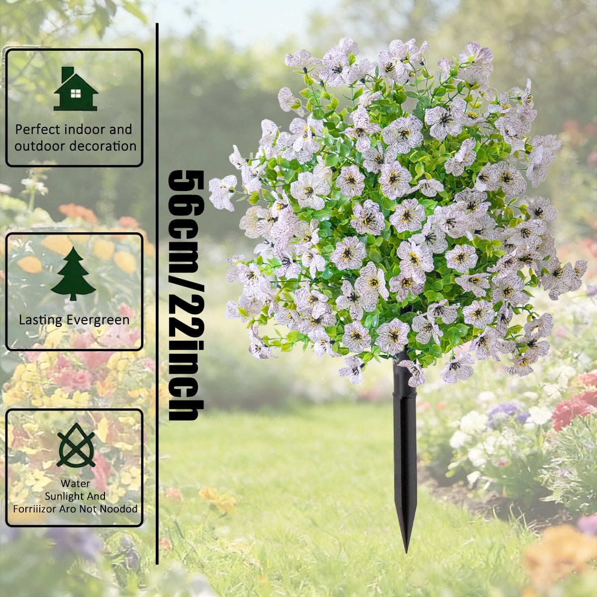 Roiihwy Artificial Flowers with Spikes for Outdoor, Faux Greenery Shrubs, Realistic Fake Bushes Plants for Garden, Yard, Front Porch, Patio Decor