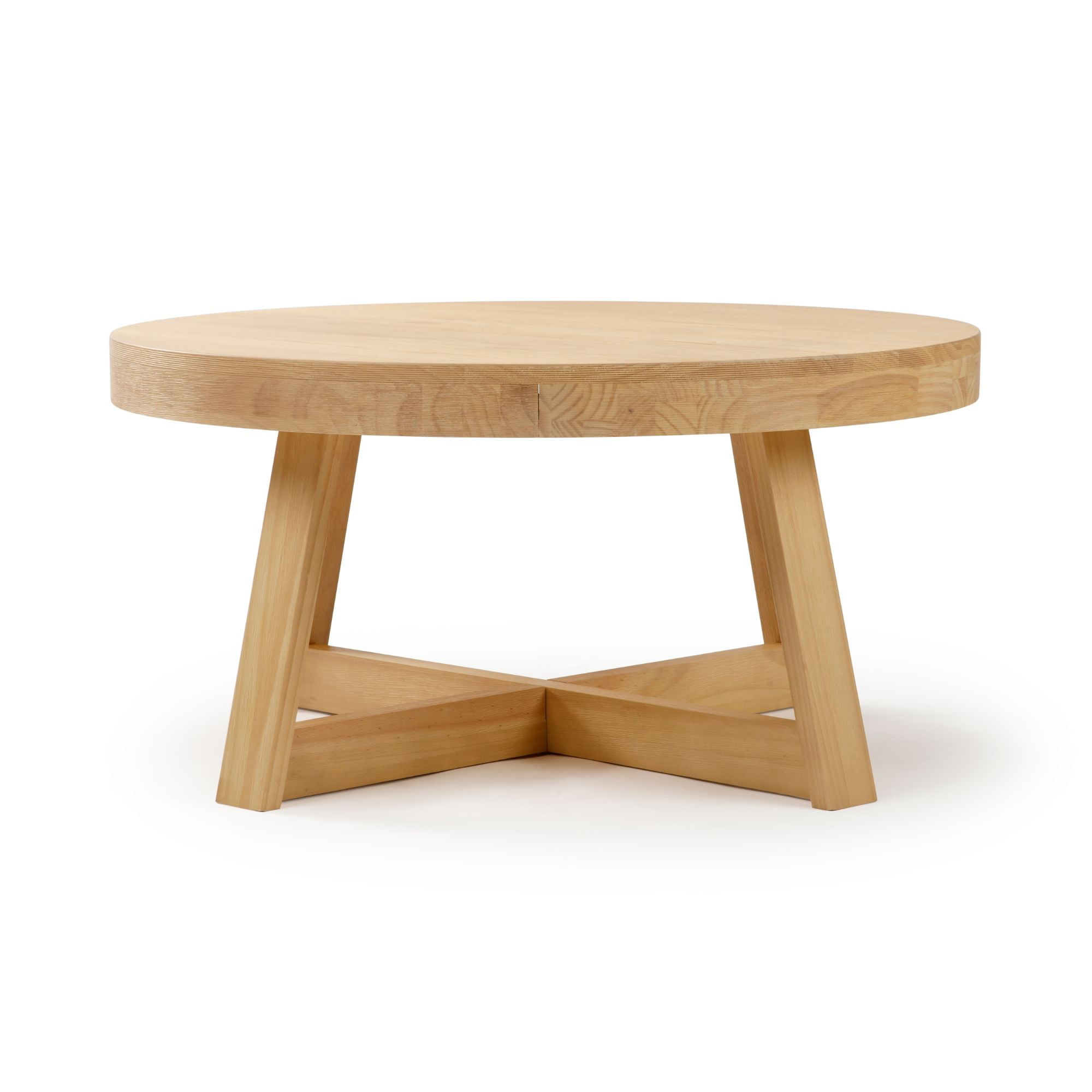 Plank+Beam Classic Solid Wood Round Coffee Table, 36" Farmhouse Table for Living Room