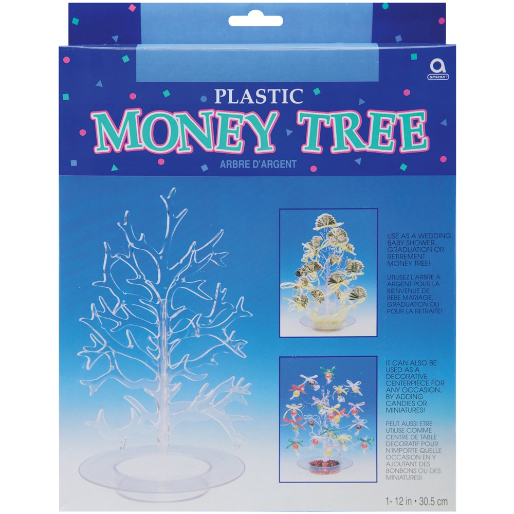 Plastic Money Tree 12"Clear Plastic