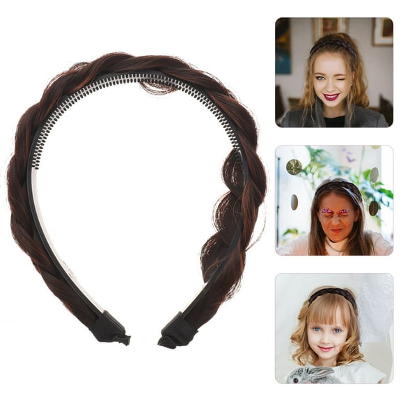LOLIPPYY Synthetic Hair Headband Faux Braid Hairband Women Christmas Decorations 1Pack