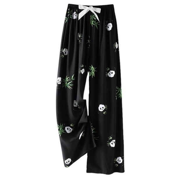 Pantalones de Piernas Anchas Casuales para Mujeres Impresión de Moda Pantalones de Longitud Completa Elásticos Regulares para Uso Casual