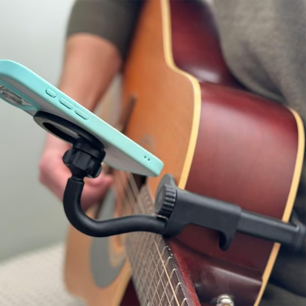 Guitar Phone Holder, 2025 Upgraded Portable Guitar or Ukulele Magnetic Phone Holder, 360°Adjustable Guitars or Ukulele Phone Mount