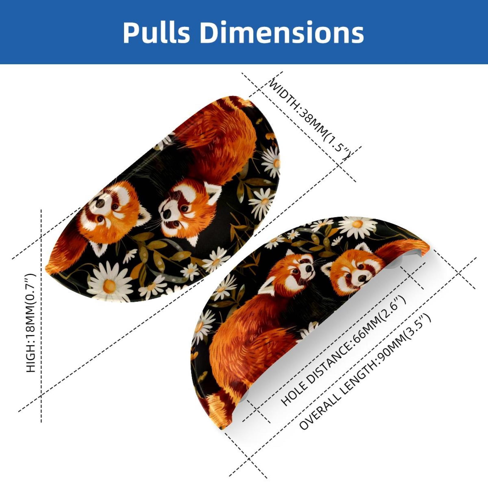 PhooArto 6 Pcs Cup Drawer Pulls, Daisy Flowers Red Pandas and Shell Shape Handles Cabinet Knobs for Dresser Cupboard Closet Wardrobe with Screws