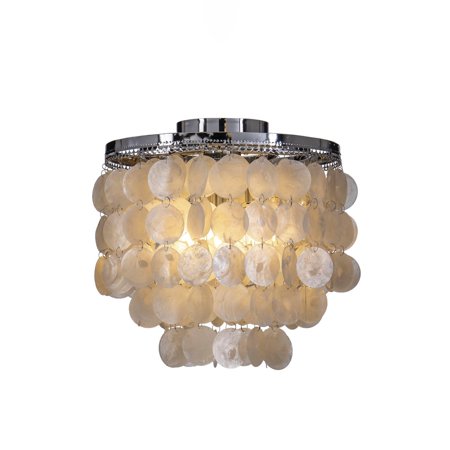 

AloaDecor 3-Light 13 Indoor Capiz Shell Flush Mount Ceiling Light Coastal Seashell Chandelier Chrome Brushed Chrome
