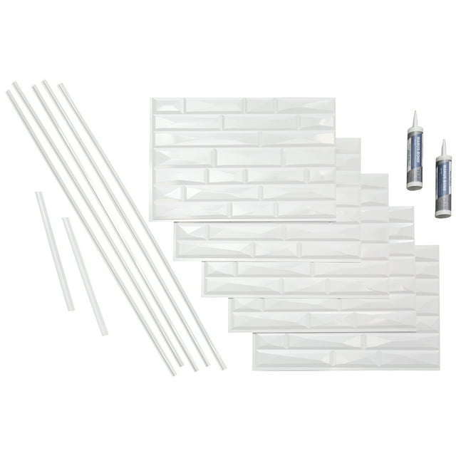 FASÄDE Vista Decorative Vinyl Backsplash 15 sq ft Kit in Gloss White