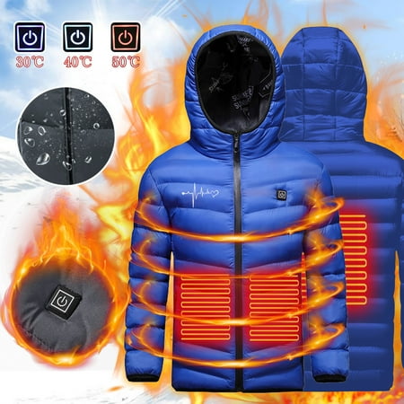 Hicidod Girls Heated Jacket Lightweight Water-Resistant Hooded Puffer Heated Coat Usb Rechargeable Electric Heating Kids Jackets