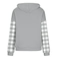 thumbnail image 3 of Fmbrln Womens Trendy Plaid Print Hoodies Casual Long Sleeve Hooded Sweatshirts Loose Comfy Pullover Tops with Pockets Gray 2XL, 3 of 5