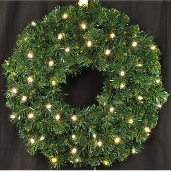 Queens of Christmas GWSQ-02-LWW 2 ft. Pre-Lit LED Sequoia Christmas Wreath, Warm White