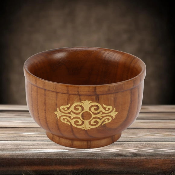 Wooden Rice Bowl Elegant Round Wooden Bowl for Kitchen Wood Serving Bowl for Fruits Salad Serving Utensils