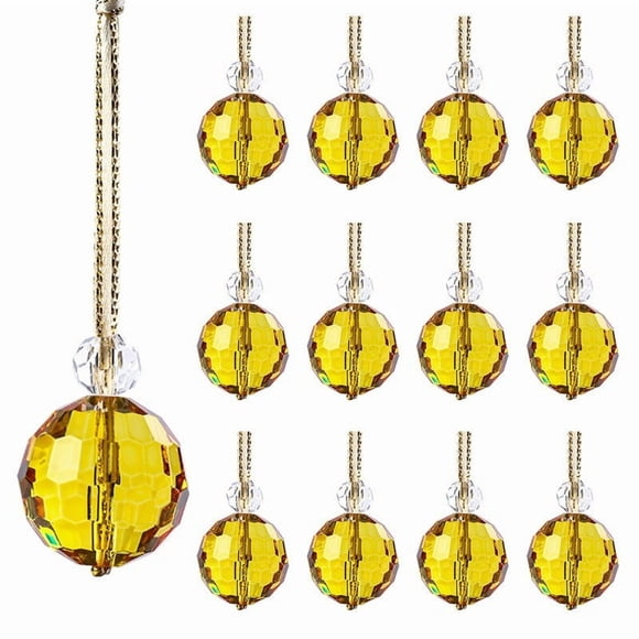 RKSTN Crystal Glass Christmas Balls Ornaments, 1.18″ Mini Round Prism Flower Xmas Tree Decorations, Hanging Ornament for Wedding Party Home Decor