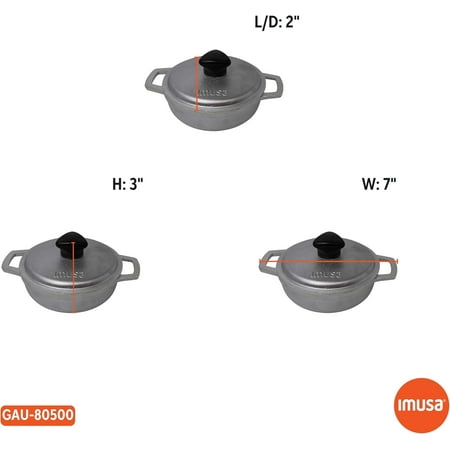IMUSA USA 4 Piece 0.5Qt Traditional Colombian Mini Calderos (Dutch Oven) for Cooking and Serving, Silver