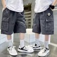 thumbnail image 4 of Tuosodrolic Boy's Cargo Shorts Casual Cotton Shorts with Multi-Pockets Elastic Waist Camo Shorts Trendy Baggy Shorts, 4 of 5