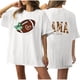 thumbnail image 1 of Tops Cortos para las Mujeres, Doble Cara Impreso Cuello Redondo Gota Hombro Camiseta, Top Estirable Casual, 1 of 5