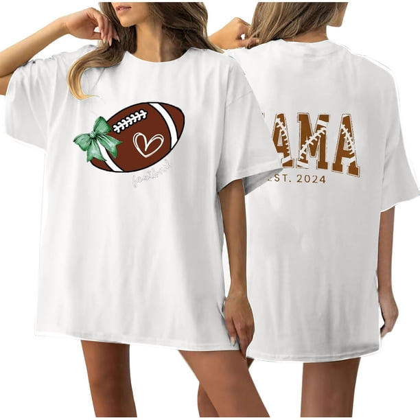 Tops Cortos para las Mujeres, Doble Cara Impreso Cuello Redondo Gota Hombro Camiseta, Top Estirable Casual