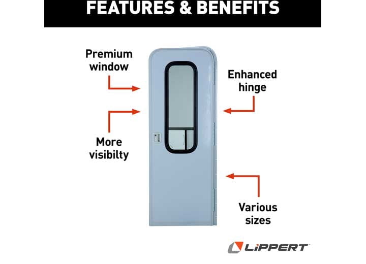 Lippert Components V000431028 - 26"W x 72"H White Oblong Entry Door