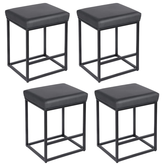 WSSYzyzf Set of 4 Modern Backless Bar Stools, 24-inch PU Leather Chairs for Home Dining Room