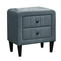 Rheo Nightstand, 2 Drawer, 22 Inch Slate Gray Brushed Linen Upholstery