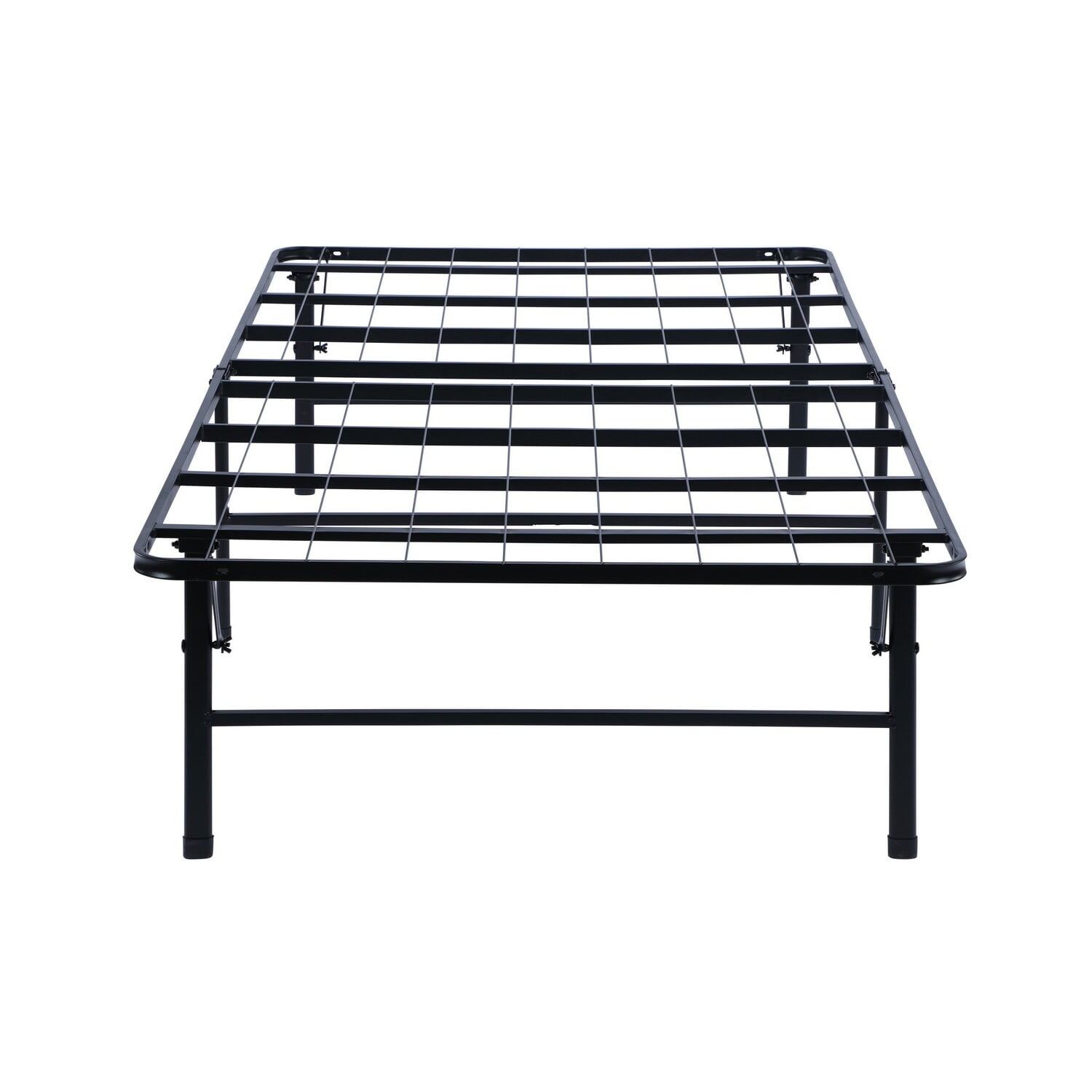 Benjara Adel King Size Low Profile Bed Foldable Metal Frame, Black
