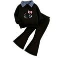 thumbnail image 4 of TAmten Toddler Girl Set 2t 2-7 T Kids Toddler Girl Clothes Letter Print Sweatshirt/Hoodie Flared Pants 2Pc Outfits Set(Black,2-3 Years), 4 of 4
