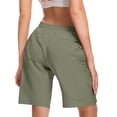 thumbnail image 5 of Running Shorts for Women Quick Dry Hiking Cargo Shorts Lightweight Stretch Active Golf Athletic Short Zipper Pockets Dark Green XL, 5 of 5