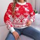 thumbnail image 4 of Suéter de punto navideño de cuello redondo de moda para mujer, suéteres casuales de manga larga con estampado de ciervos para otoño e invierno 2024, 4 of 5