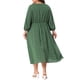 thumbnail image 3 of Vestido de mujer de talla grande Agnes Orinda, con mangas largas, escote en V y volantes, 4X, verde, 3 of 6