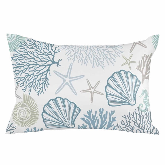 Summer Beach Coral Shell Starfish King Size Pillow Cover, Pillowcase Protectors with Zipper, Breathable Decorative Throw Pillow Case Cover, Pillow Shams for Couch Sofa 20x36Inch