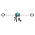 thumbnail image 3 of Pierce2GO Silver Plating Jelly Fish Pendant Industrial Barbell Accented with Blue Glass Stone, 3 of 3